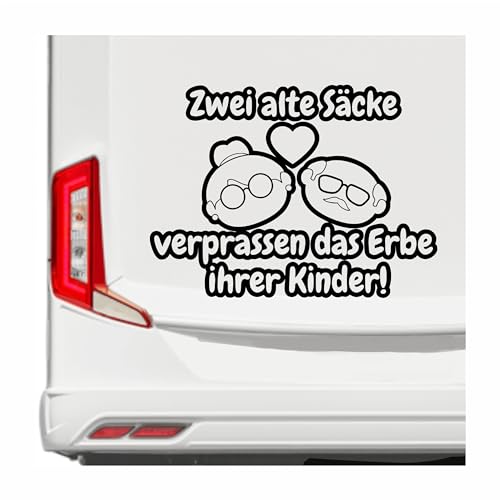 KLEBEKÖNIG lustiger Aufkleber - Zwei alte Säcke Rentner - groß Camping Autoaufkleber Wohnwagen Wohnmobil Dekor Caravan Wohnanhänger Camper von Klebe könig