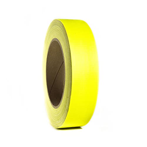 38 mm x 25 m Neon Gelb Gewebeband Fluoreszierendes Neon Klebeband Schwarzlicht Gaffa Reaktivband, UV Aktiv Tape/Leuchtband für Parteien Kunst Handwerk Dekorationen/Industrie (38mm x 25m, Neongelb) von Klebeland