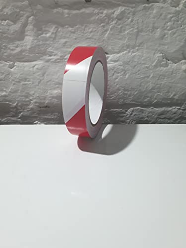 Bodenmarkierungsband Warnband 25 mm x 33 m Rot/Weiß selbstklebend I Bodenklebeband zur Boden- und Sicherheitsmarkierung I Markierungsband, Klebeband (25mm x 33m, Rot/Weiß) von Klebeland