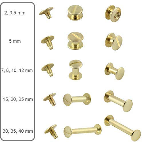 BUCHSCHRAUBEN 50 Stück | Vermessingt oder vernickelt | Größe wählbar/vermessingt 10 mm von KLEBESHOP24