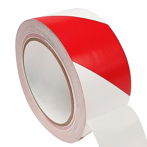 Klebeshop24 Bodenmarkierungsband | 50 mm x 33 m | Einseitig klebend | Einfarbig oder zweifarbig gestreift | Ablösbar auf den meisten Untergründen | Warnklebeband/Rot-Weiß von Klebeshop24