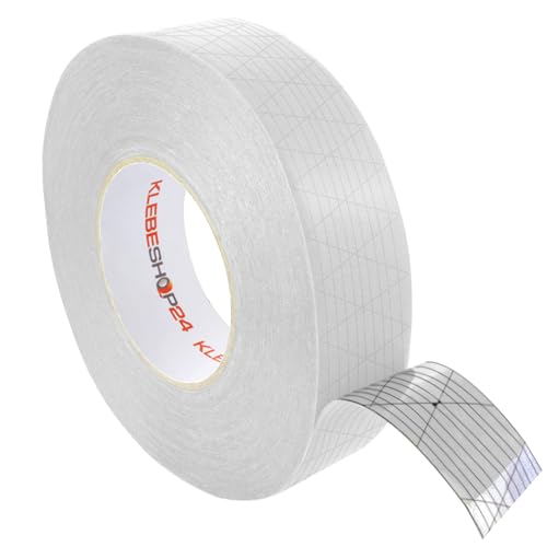 KLEBESHOP24 SOCKELLEISTEN KLEBEBAND | EXTRA STARKES MONTAGEBAND | Doppelseitig extra stark haftend | 50 m | Breite wählbar | Klebeband für Fußleisten, Teppiche und mehr / 50 mm x 50 m von KLEBESHOP24