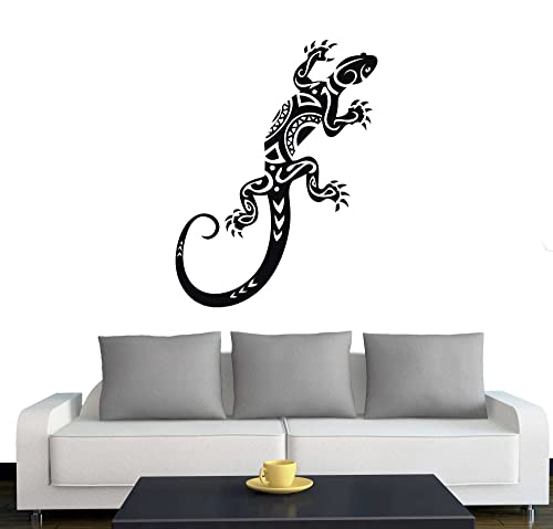 A061 Wandtattoo "Gekko Tribal" 50cm x 20cm schwarz (erhältlich in 40 Farben und 11 Größen) von Klebesüchtig