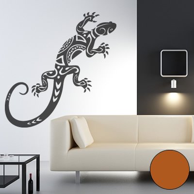 A061 Wandtattoo "Gekko Tribal" 90cm x 37cm haselnuss (erhältlich in 40 Farben und 11 Größen) von Klebesüchtig