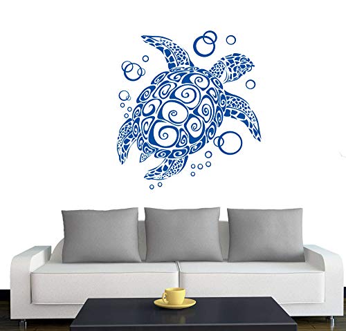 A076 Wandtattoo "Bubble Turtle" 112cm x 102cm enzian (erh. in 40 Farben und 2 Größen) von Klebesüchtig