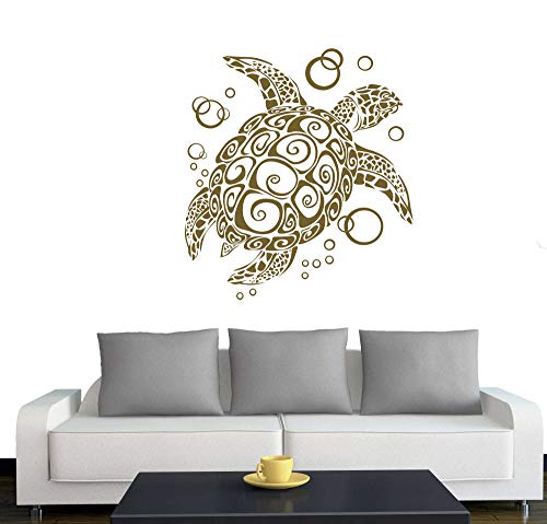 A076 Wandtattoo "Bubble Turtle" 112cm x 102cm gold (erh. in 40 Farben und 2 Größen) von Klebesüchtig