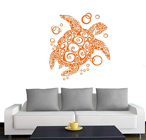 A076 Wandtattoo "Bubble Turtle" 112cm x 102cm orange (erh. in 40 Farben und 2 Größen) von Klebesüchtig