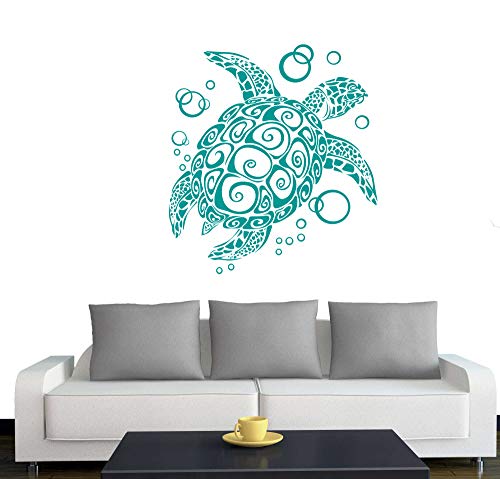 A076 Wandtattoo "Bubble Turtle" 112cm x 102cm tuerkis (erh. in 40 Farben und 2 Größen) von Klebesüchtig