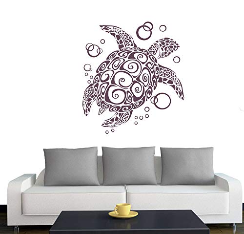 A076 Wandtattoo "Bubble Turtle" 66cm x 60cm aubergine (erh. in 40 Farben und 2 Größen) von Klebesüchtig