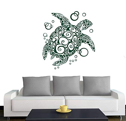 A076 Wandtattoo "Bubble Turtle" 66cm x 60cm dunkelgruen (erh. in 40 Farben und 2 Größen) von Klebesüchtig