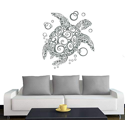 A076 Wandtattoo "Bubble Turtle" 66cm x 60cm grau (erh. in 40 Farben und 2 Größen) von Klebesüchtig