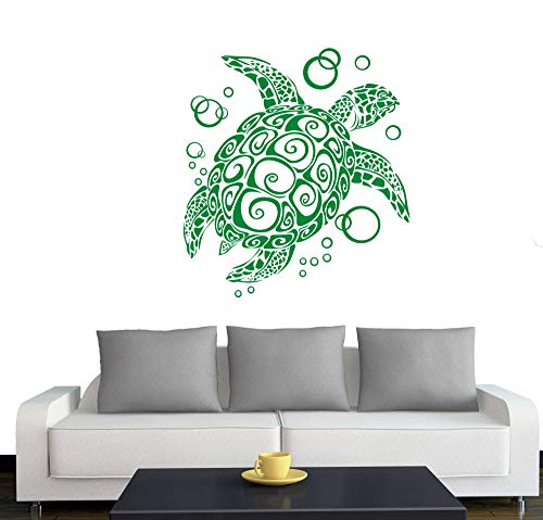 A076 Wandtattoo "Bubble Turtle" 66cm x 60cm hellgruen (erh. in 40 Farben und 2 Größen) von Klebesüchtig