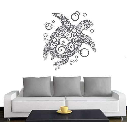 A076 Wandtattoo "Bubble Turtle" 66cm x 60cm silber (erh. in 40 Farben und 2 Größen) von Klebesüchtig