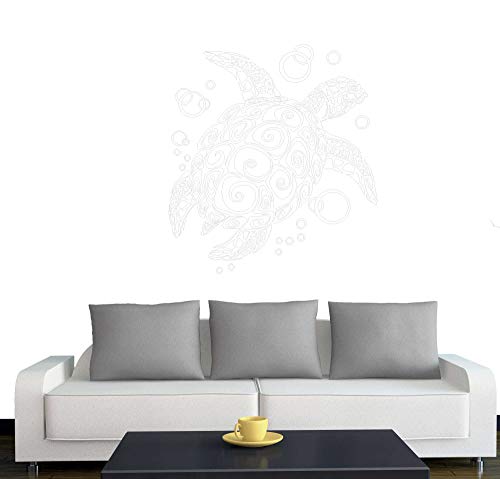 A076 Wandtattoo "Bubble Turtle" 66cm x 60cm weiss (erh. in 40 Farben und 2 Größen) von Klebesüchtig