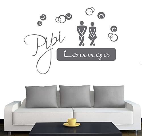 A095 Türtattoo - Wandtattoo "Pipi Lounge" 40cm x 28cm silber - Dekoration - Bad - Wohnzimmer - Aufkleber - Wandsticker von Klebesüchtig