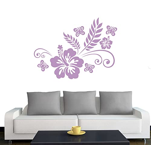 A111 Wandtattoo "Blumenranke LUNA" 50cm x 37cm flieder - Dekoration - Bad - Wohnzimmer - Aufkleber - Wandsticker von Klebesüchtig