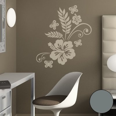 A111 Wandtattoo "Blumenranke LUNA" 50cm x 37cm grau - Dekoration - Bad - Wohnzimmer - Aufkleber - Wandsticker von Klebesüchtig