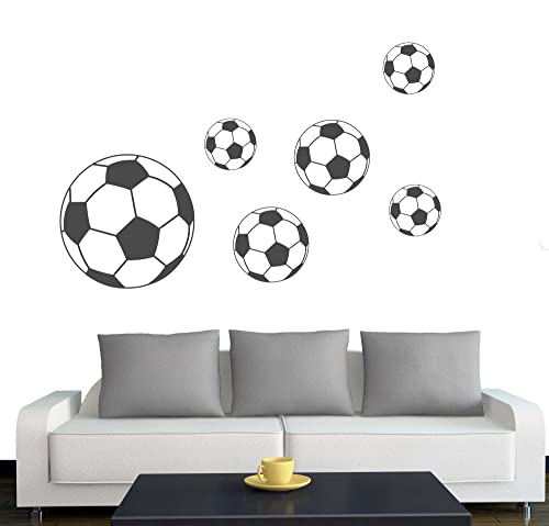 Klebesüchtig A135 Wandtattoo Fussbälle Aufkleberbogen 60cm x 27cm anthrazit Dekoration - Bad - Wohnzimmer - Aufkleber - Wandsticker von JINTORA