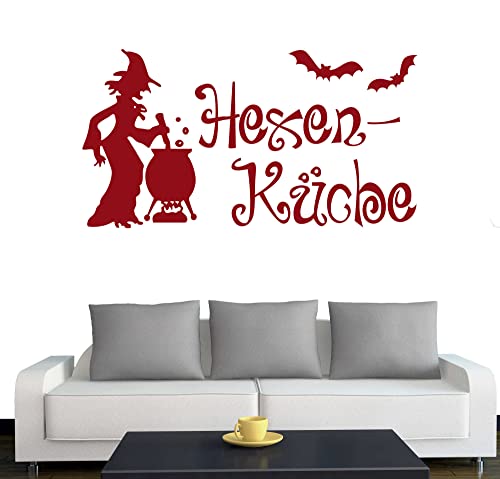 A195 Türtattoo - Wandtattoo "Hexenküche" 30cm x 16cm dunkelrot Dekoration - Bad - Wohnzimmer - Aufkleber - Wandsticker von Klebesüchtig