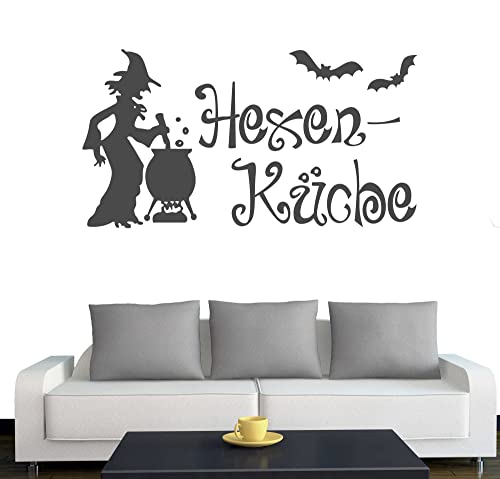 A195 Türtattoo - Wandtattoo "Hexenküche" 45cm x 24cm anthrazit Dekoration - Bad - Wohnzimmer - Aufkleber - Wandsticker von Klebesüchtig