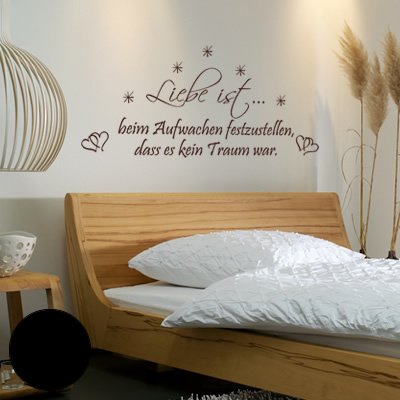 A260 Wandtattoo "Liebe ist… beim Aufwachen" 160cm x 75cm schwarz (erh. in 40 Farben u. 3 Größen) von Klebesüchtig