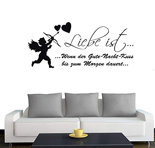 A360 Wandtattoo "Liebe ist… Gute Nacht Kuss" 120cm x 54cm schwarz (40 Farben und 3 Größen) von Klebesüchtig