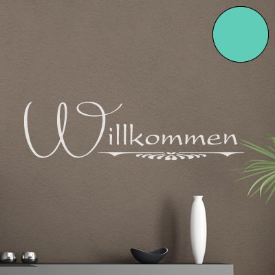 A361 Wandtattoo "Willkommen" 60cm x 17cm mint (erhältlich in 40 Farben und 6 Größen) von Klebesüchtig