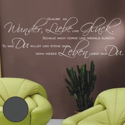 A421 Wandtattoo "Wunder, Liebe und Glück" 150cm x 50cm anthrazit (in 40 Farben und 4 Größen) von Klebesüchtig