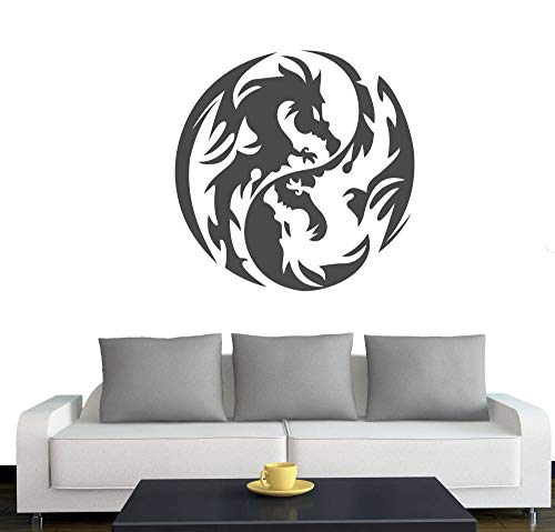 A432 Wandtattoo "Yin Yang Drache" 60cm x 60cm anthrazit (erh. in 40 Farben und 2 Größen) von Klebesüchtig