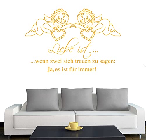 A571 Wandtattoo "Liebe ist.. für immer!" 120cm x 80cm goldgelb (erhältlich in 40 Farben) von Klebesüchtig