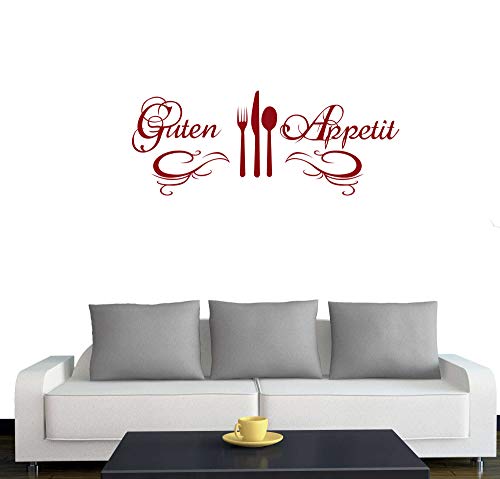 A572 Wandtattoo "Guten Appetit" 120cm x 47cm dunkelrot (erh. in 40 Farben und 3 Größen) von Klebesüchtig