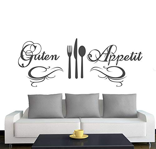 A572 Wandtattoo "Guten Appetit" 90cm x 35cm anthrazit (erh. in 40 Farben und 3 Größen) von Klebesüchtig