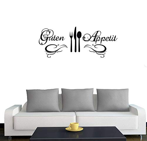 A572 Wandtattoo "Guten Appetit" 90cm x 35cm schwarz (erh. in 40 Farben und 3 Größen) von Klebesüchtig