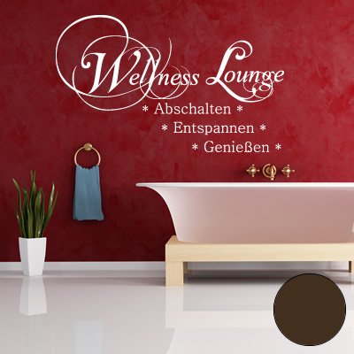 A582 Wandtattoo "Wellness Lounge" 100cm x 60cm braun (erhältlich in 40 Farben und 2 Größen) von Klebesüchtig