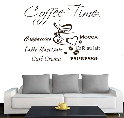 A610 Wandtattoo "Coffee Time" 108cm x 80cm braun (erhältlich in 40 Farben und 4 Größen) von Klebesüchtig