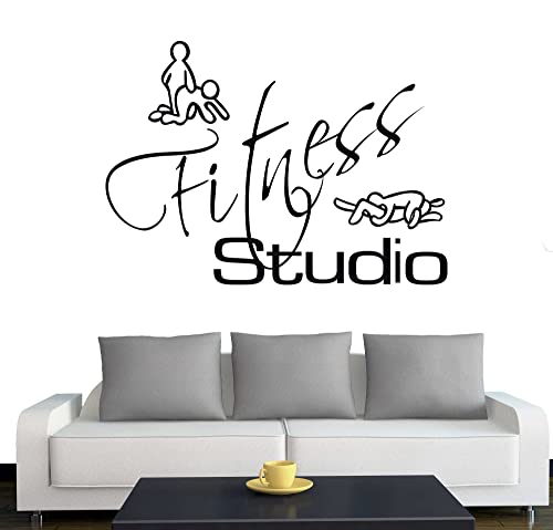 A641 Tür-/Wandtattoo "Fitness Studio" 45cm x 32cm schwarz (in 40 Farben und 3 Größen) von Klebesüchtig