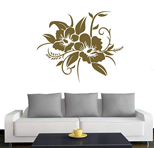 A690 Wandtattoo "Hibiskusblüte" 40cm x 33cm gold (erhältlich in 40 Farben und 4 Größen) von Klebesüchtig