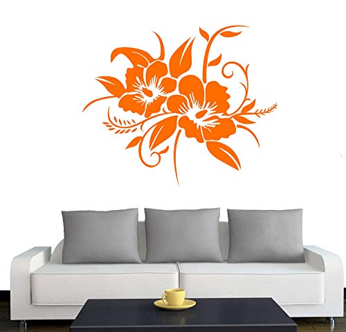 A690 Wandtattoo "Hibiskusblüte" 40cm x 33cm orange (erhältlich in 40 Farben und 4 Größen) von Klebesüchtig