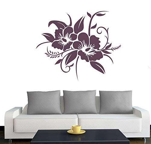 A690 Wandtattoo "Hibiskusblüte" 50cm x 41cm aubergine (erhältlich in 40 Farben und 4 Größen) von Klebesüchtig