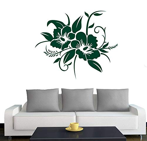 A690 Wandtattoo "Hibiskusblüte" 50cm x 41cm dunkelgruen (erhältlich in 40 Farben und 4 Größen) von Klebesüchtig