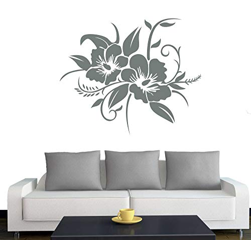 A690 Wandtattoo "Hibiskusblüte" 50cm x 41cm grau (erhältlich in 40 Farben und 4 Größen) von Klebesüchtig