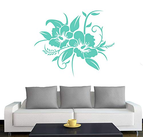 A690 Wandtattoo "Hibiskusblüte" 50cm x 41cm mint (erhältlich in 40 Farben und 4 Größen) von Klebesüchtig