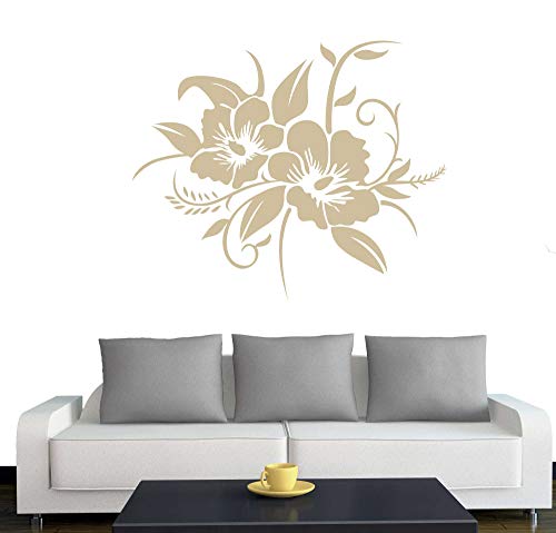 A690 Wandtattoo "Hibiskusblüte" 60cm x 50cm beige (erhältlich in 40 Farben und 4 Größen) von Klebesüchtig