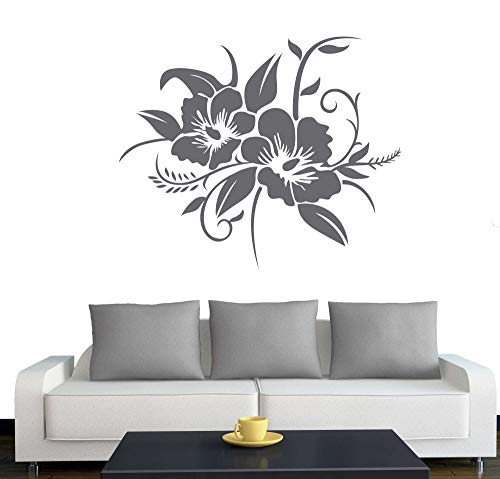 A690 Wandtattoo "Hibiskusblüte" 60cm x 50cm silber (erhältlich in 40 Farben und 4 Größen) von Klebesüchtig