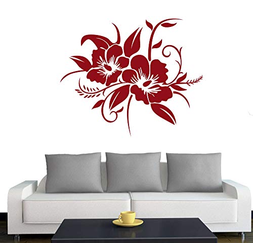 A690 Wandtattoo "Hibiskusblüte" 70cm x 58cm dunkelrot (erhältlich in 40 Farben und 4 Größen) von Klebesüchtig