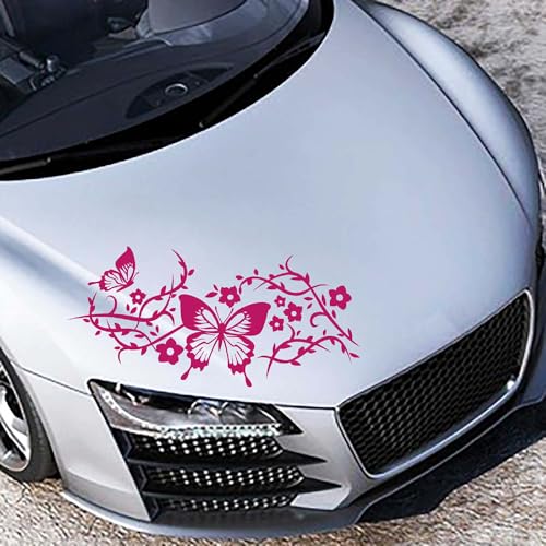 A708 Autoaufkleber "Butterfly Rankelement" 40cm x 18cm pink (in 49 Farben und 7 Größen) von Klebesüchtig