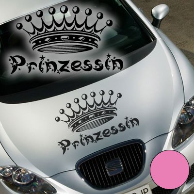 A718 Autoaufkleber "Prinzessin" 60cm x 36cm rosa (erhältlich in 49 Farben und 5 Größen) von Klebesüchtig