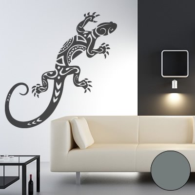 Klebesüchtig A061 Wandtattoo Gekko Tribal 80cm x 33cm grau (erhältlich in 40 Farben und 11 Größen) von Klebesüchtig