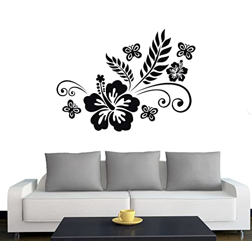 Klebesüchtig A111 Wandtattoo Blumenranke Luna 60cm x 45cm schwarz - Dekoration - Bad - Wohnzimmer - Aufkleber - Wandsticker von Klebesüchtig