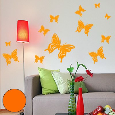 Klebesüchtig A157 Wandtattoo Schmetterlinge Aufkleberbogen 60cm x 30cm Hellorange - Dekoration - Bad - Wohnzimmer - Aufkleber - Wandsticker von Klebesüchtig